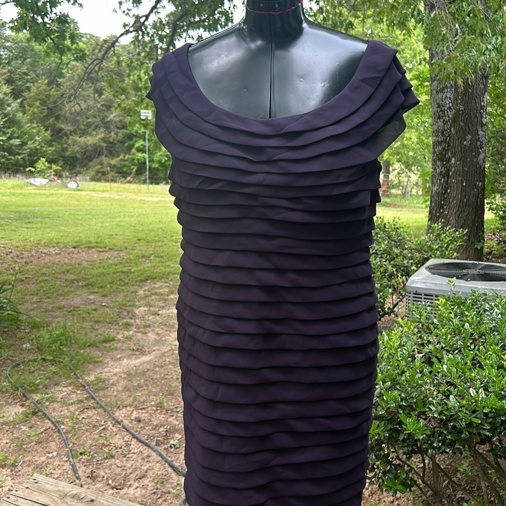 dressbarn Purple Layered Ruffle Sheath Dress